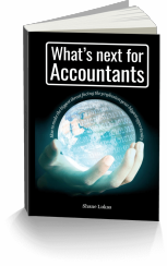 Photo of a book with a black cover titled What's next for Accountants