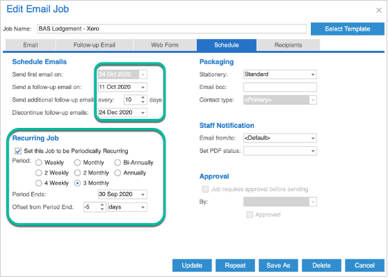 Setting up ecurring emails | feature image for the When to Use Recurring Emails blog for Nimbus Portal Solutions