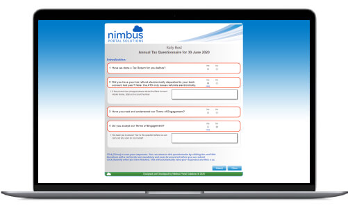Image of laptop computer with Nimbus Portal Solutions website open | Featured image for Digital Signing Software - Digital Signature Software Feature Page